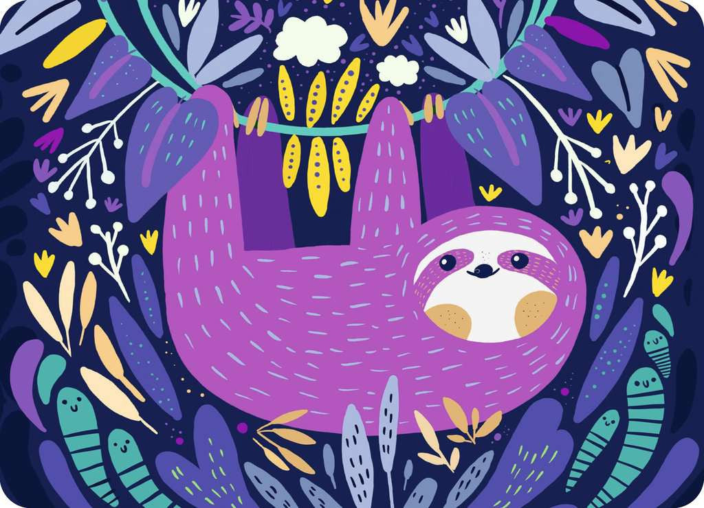 Purple Sloth Smile – 100 Piece Mini Jigsaw Puzzle (Ravensburger)
