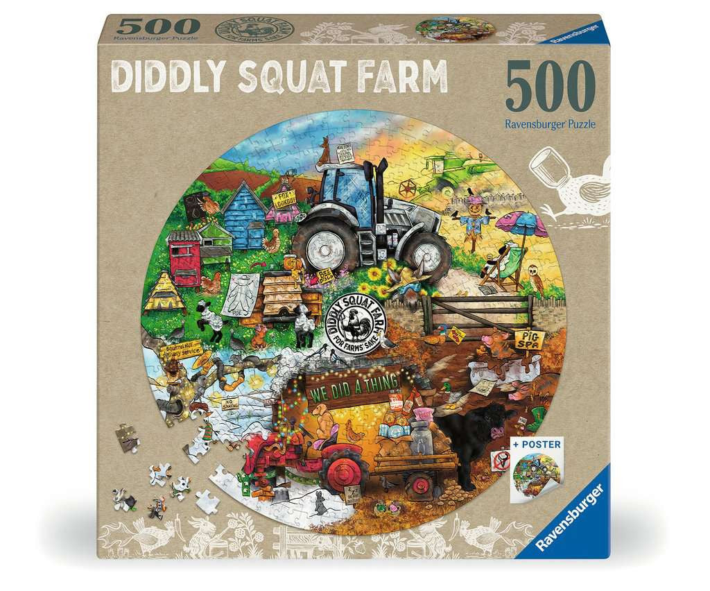 Box, straight on: Diddly Squat Farm - 500 Piece Circular Jigsaw Puzzle (Ravensburger)