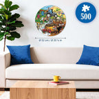 In use: Diddly Squat Farm - 500 Piece Circular Jigsaw Puzzle (Ravensburger)