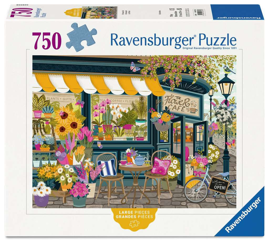 Box, straight on: The Flower Café – 750 XL Piece Jigsaw Puzzle (Ravensburger)