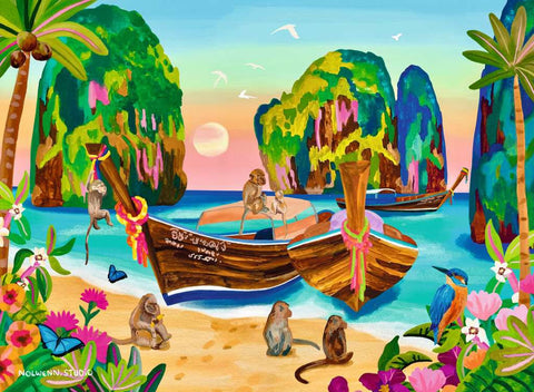 Artwork: Monkey Paradise Bay – 500 Piece Jigsaw Puzzle (Ravensburger)