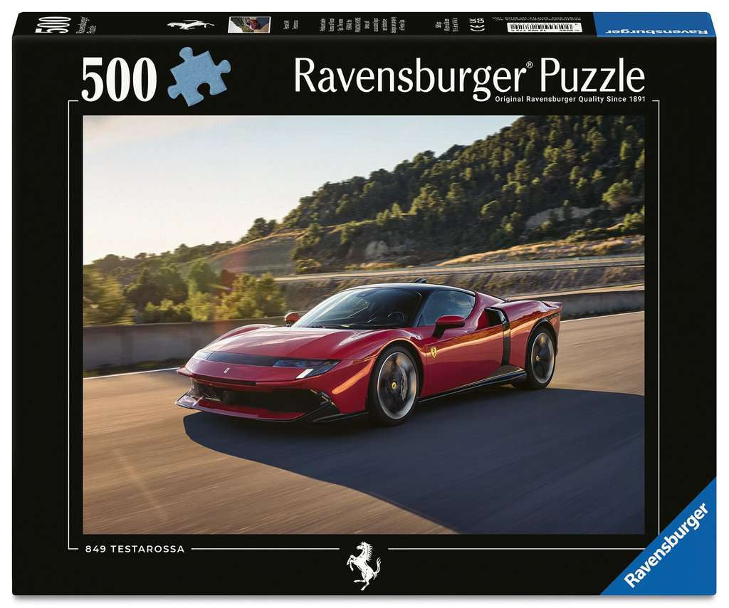 Box, straight on: Ferrari Testarossa - 500 Piece Jigsaw Puzzle (Ravensburger)