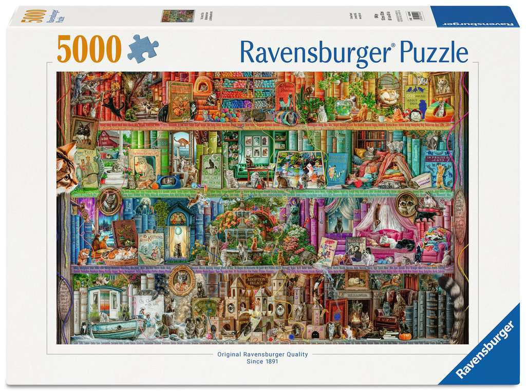 Box, straight on: The Library of Cats – 5000 Piece Jigsaw Puzzle (Ravensburger)