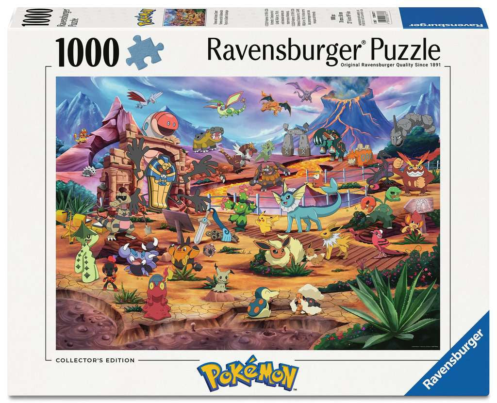 Box, straight on: Pokémon Collector's Edition: Flareon & Volcanic Desert – 1000 Piece Jigsaw Puzzle (Ravensburger)