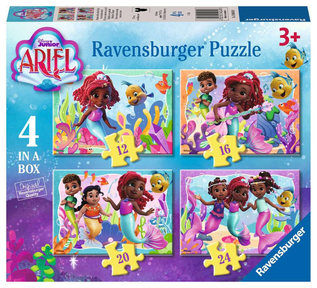 Disney Junior Ariel: Friends Are a Treasure – 4 in a Box (12, 16, 20, 24 Piece) Jigsaw Puzzles (Ravensburger)