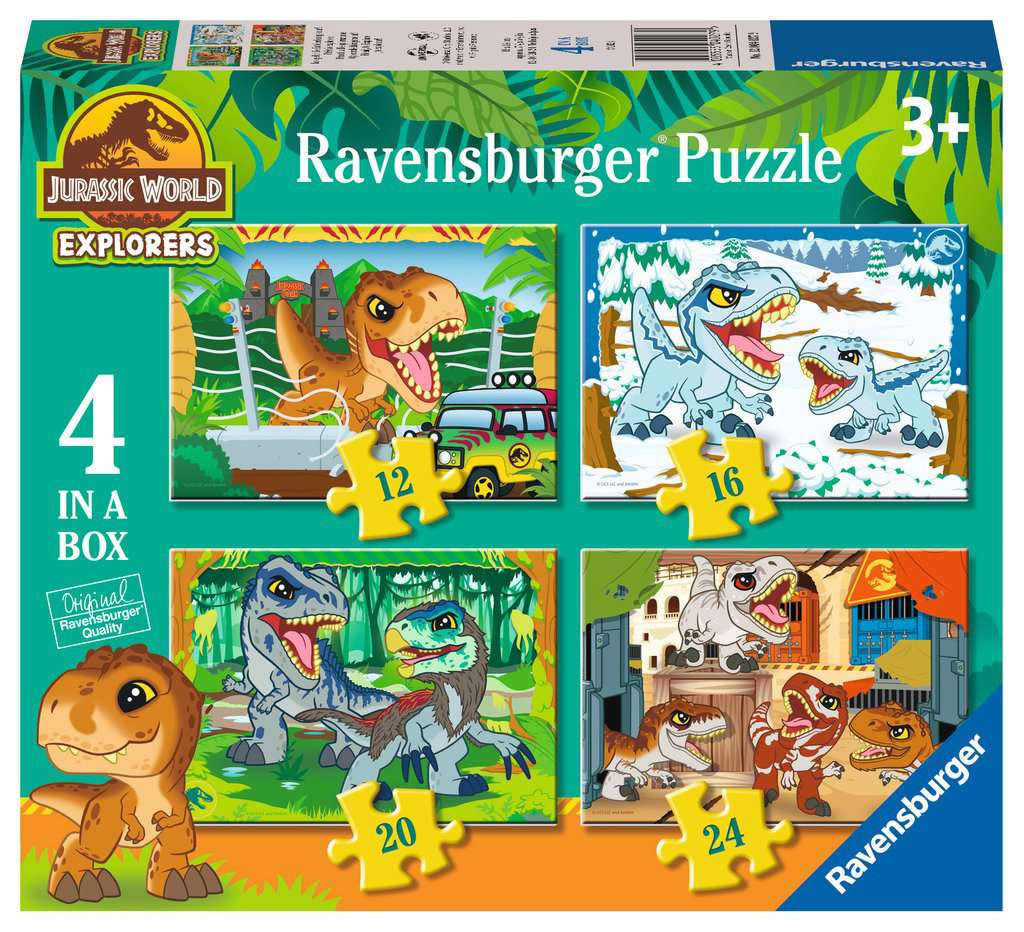 Jurassic World Explorers: Ready to Explore – 4 in a Box (12, 16, 20, 24 Piece) Jigsaw Puzzles (Ravensburger)