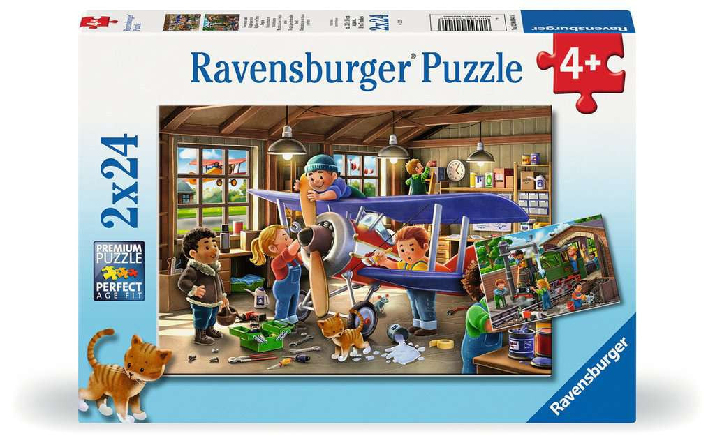 Airplane & Train Repairs – 2 x 24 Piece Jigsaw Puzzle (Ravensburger)