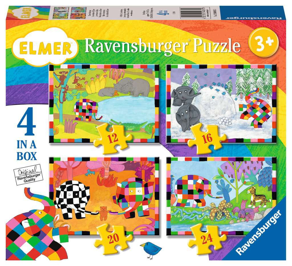 Elmer – 4 in a Box (12, 16, 20, 24 Piece) Jigsaw Puzzles (Ravensburger)