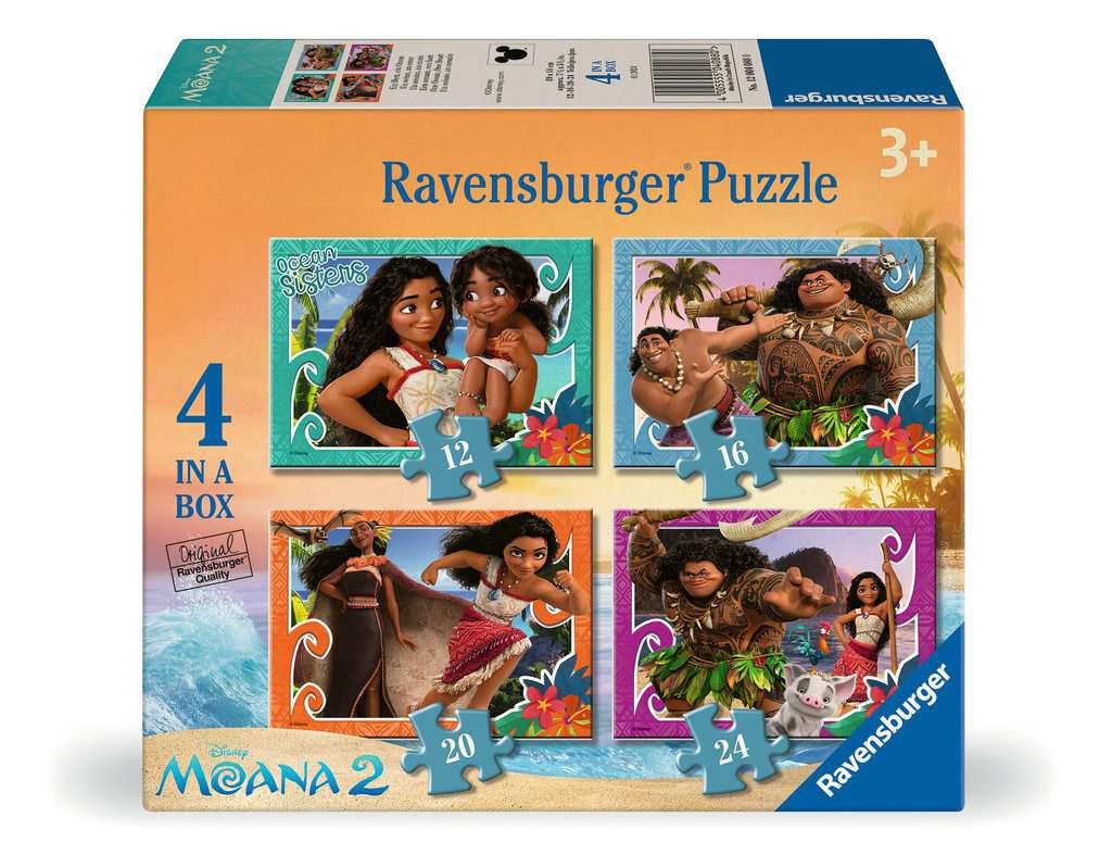 Disney Moana 2 – 4 in a Box (12, 16, 20 & 24 Piece) Jigsaw Puzzles (Ravensburger)