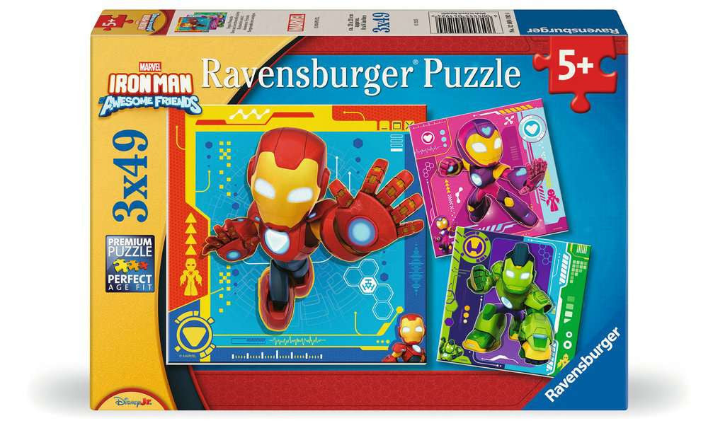 Iron Man & His Awesome Friends – 3 x 49 Piece Jigsaw Puzzles (Ravensburger)