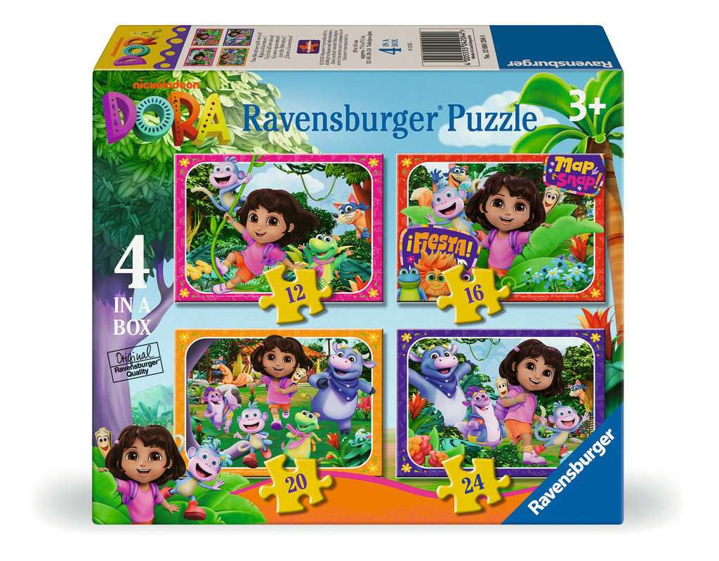 Dora 4 in a Box – 12, 16, 20 & 24 Piece Jigsaw Puzzles (Ravensburger)
