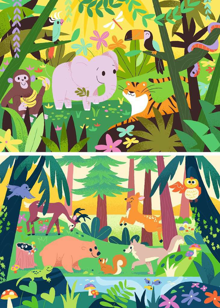Animal Friends in Nature – 2 x 12 Piece Jigsaw Puzzles (Ravensburger)