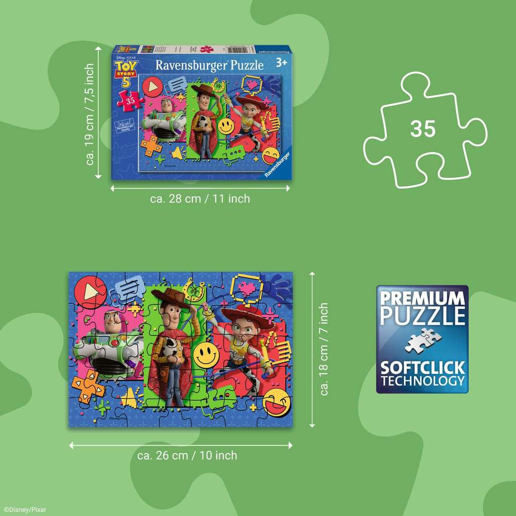 Size guide: Toy Story 5 - 35 Piece Jigsaw Puzzle (Ravensburger)