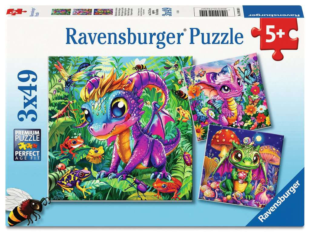 Baby Garden Dragons – 3 x 49 Piece Jigsaw Puzzles (Ravensburger)