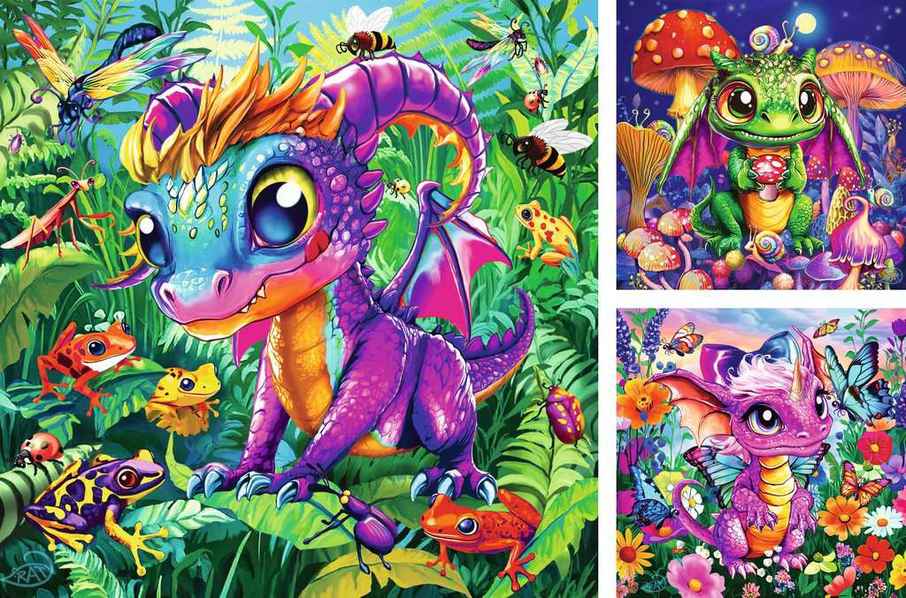 Baby Garden Dragons – 3 x 49 Piece Jigsaw Puzzles (Ravensburger)