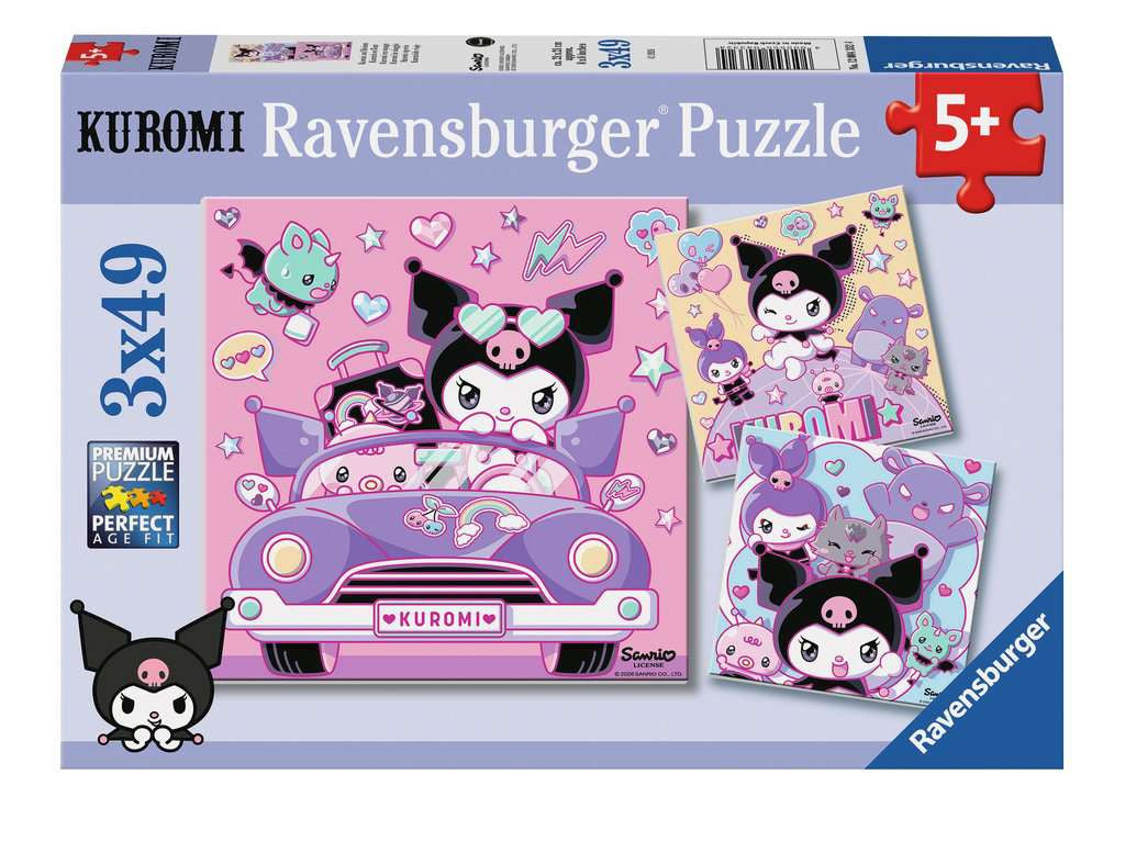Kuromi on Tour – 3 x 49 Piece Jigsaw Puzzles (Ravensburger)