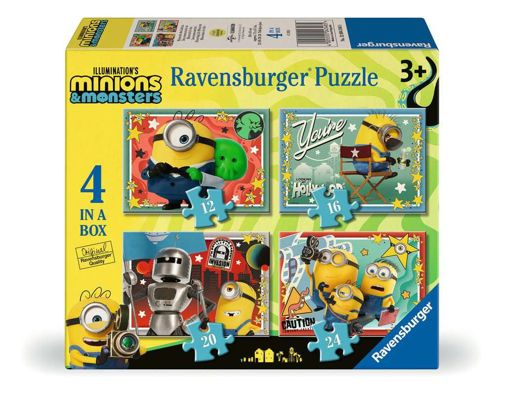 Minions & Monsters: 4 in a Box – 12, 16, 20 & 24 Piece Jigsaw Puzzles (Ravensburger)
