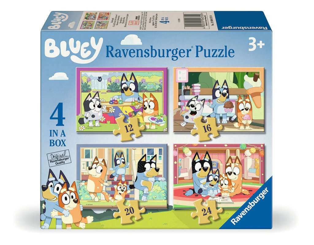 Bluey – 4 in a Box (12, 16, 20, 24 Piece) Jigsaw Puzzles (Ravensburger)