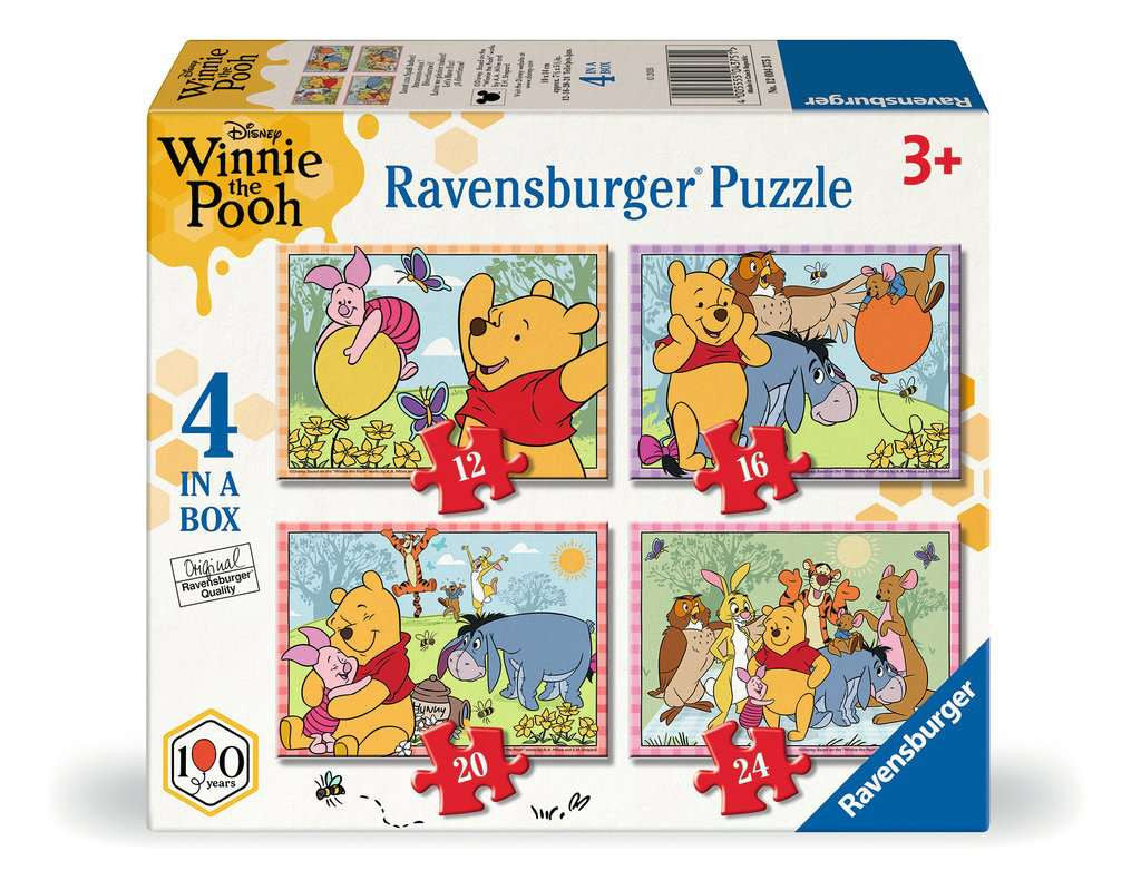 Winnie the Pooh – 4 in a Box (12, 16, 20, 24 Piece) Jigsaw Puzzles (Ravensburger)