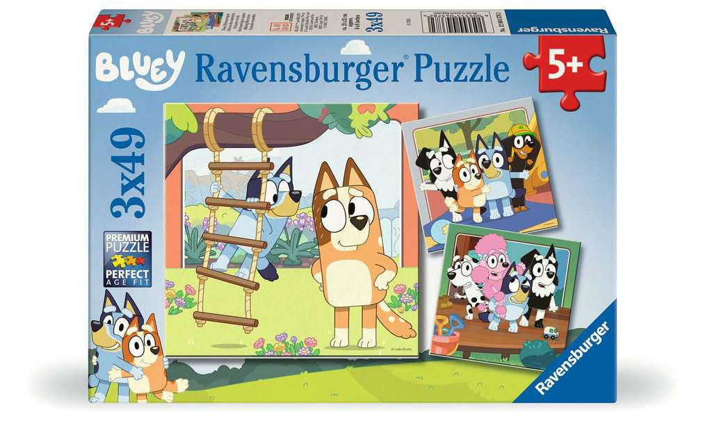 Bluey – 3 x 49 Piece Jigsaw Puzzles (Ravensburger)