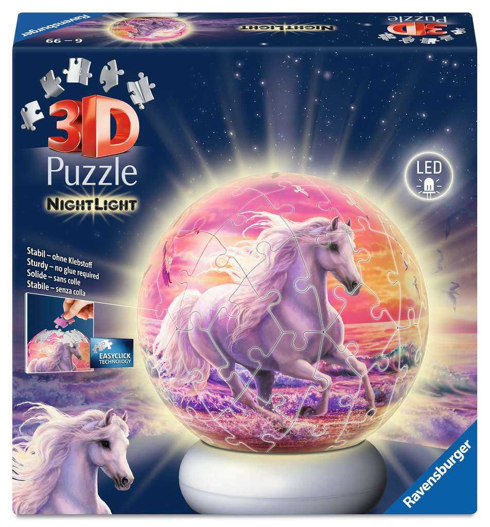 Horses at the Beach Lit – 72 Piece 3D Night Light Jigsaw Puzzle (Ravensburger)