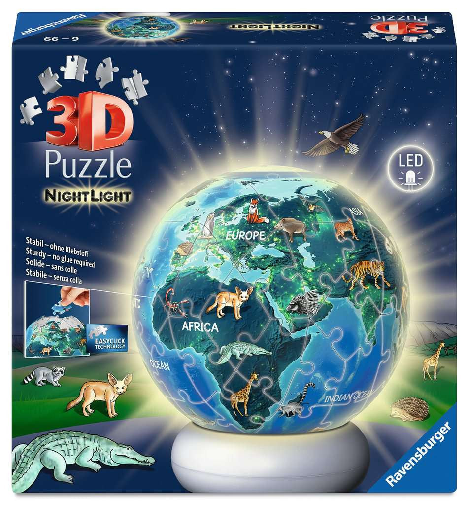 Earth at Night Lit – 72 Piece 3D Night Light Jigsaw Puzzle (Ravensburger)