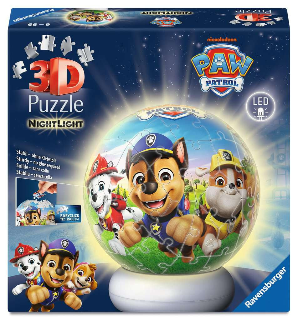 Paw Patrol Lit – 72 Piece 3D Night Light Jigsaw Puzzle (Ravensburger)