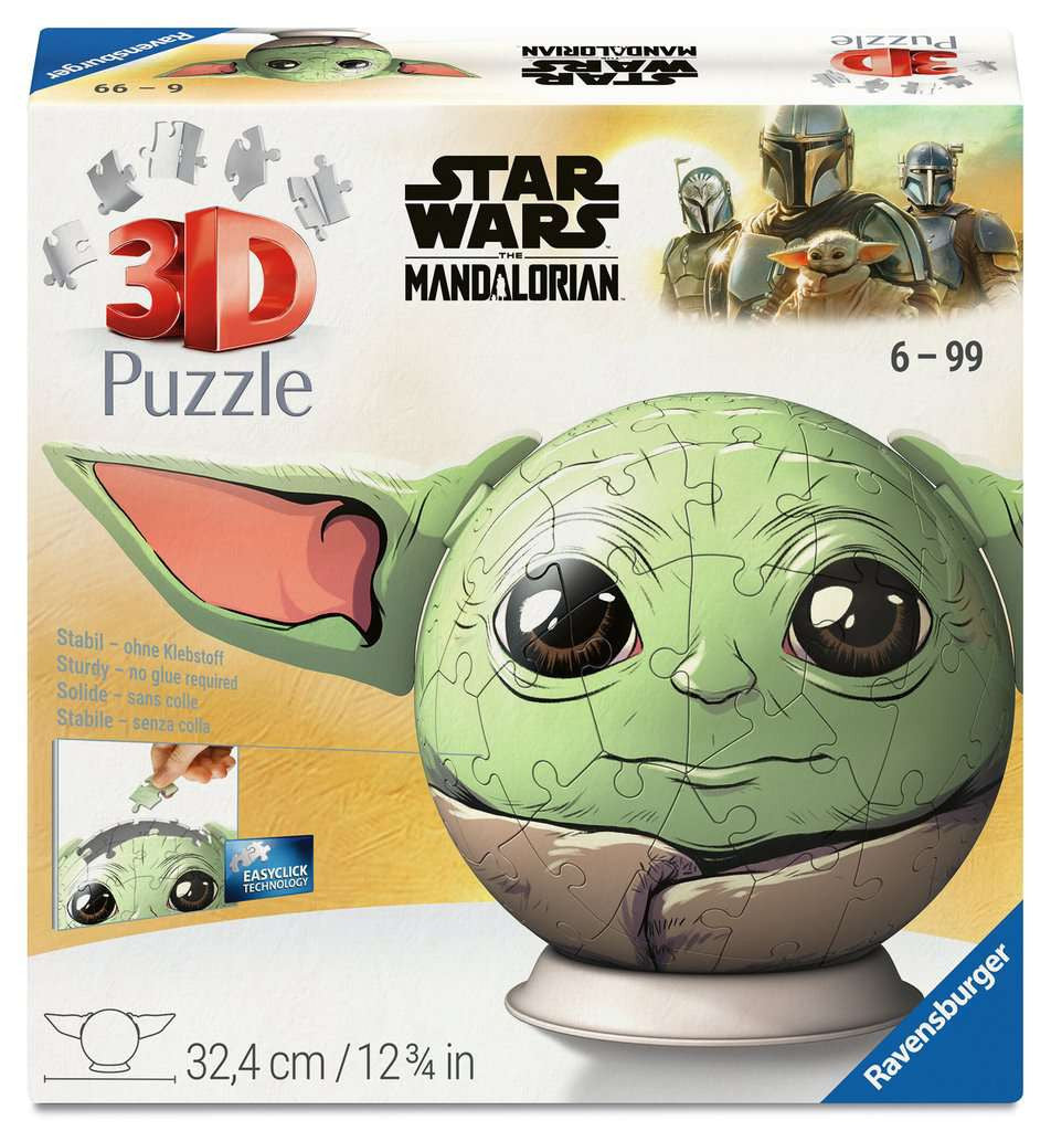 Box, straight on: Star Wars Grogu with Ears – 72 Piece 3D Jigsaw Puzzle Ball (Ravensburger)