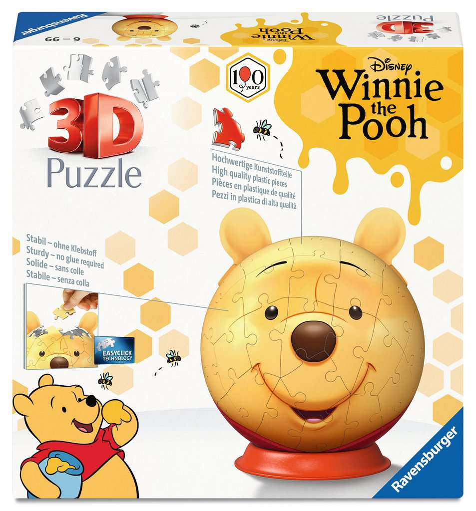 Winnie the Pooh with Ears – 77 Piece 3D Jigsaw Puzzle (Ravensburger)