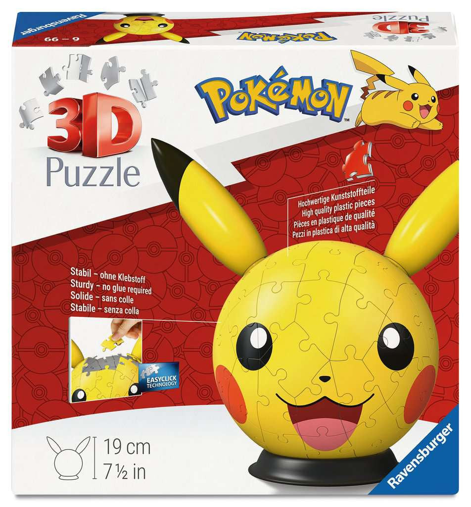 Pokémon Pikachu with Ears – 72 Piece 3D Jigsaw Puzzle (Ravensburger)