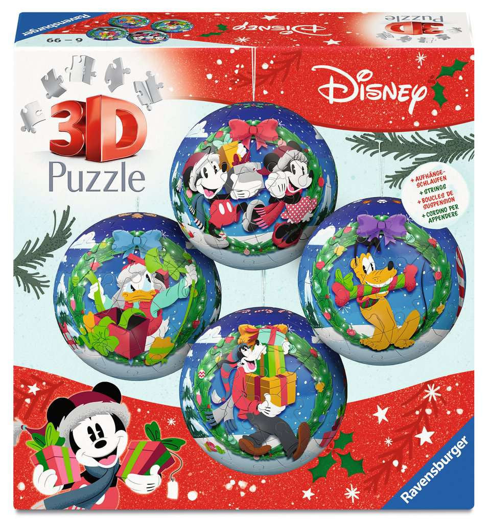 Disney Christmas Baubles – 4 x 54 Piece 3D Jigsaw Puzzles (Ravensburger)