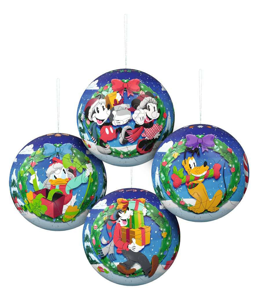 Disney Christmas Baubles – 4 x 54 Piece 3D Jigsaw Puzzles (Ravensburger)