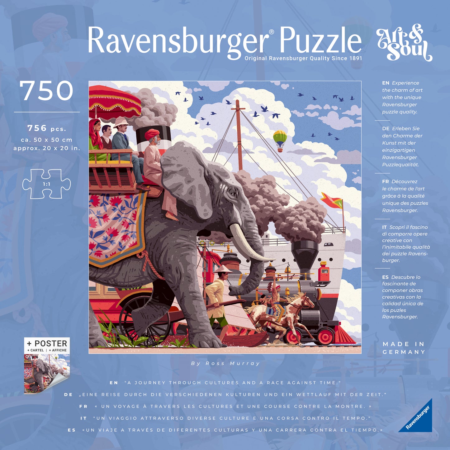 ** Pre-Order ** Ravensburger - Art & Soul - Around the World in 80 Days - 750 Piece Jigsaw Puzzles