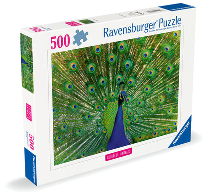 ** Pre-Order ** Ravensburger - Colourful Animals - Peacock - 500 Piece Jigsaw Puzzle