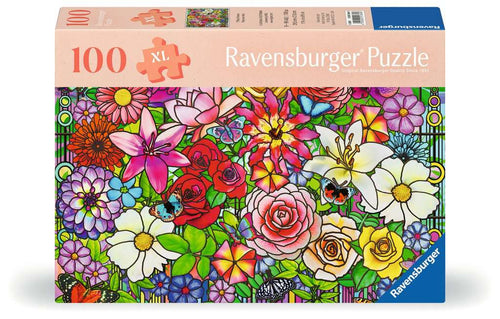 Tiffany Flowers – 100 XL Piece Jigsaw Puzzle (Ravensburger) - Completed Puzzle