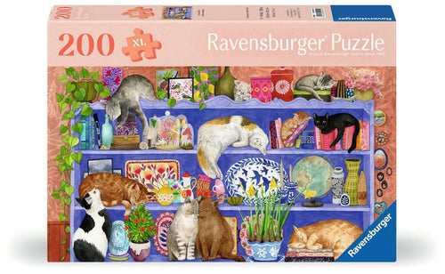 Cats on Shelf – 200 XL Piece Jigsaw Puzzle (Ravensburger) - Completed Puzzle