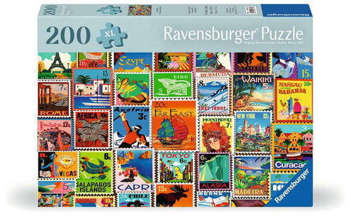 Travel Stamps – 200 XL Piece Jigsaw Puzzle (Ravensburger) - Completed Puzzle