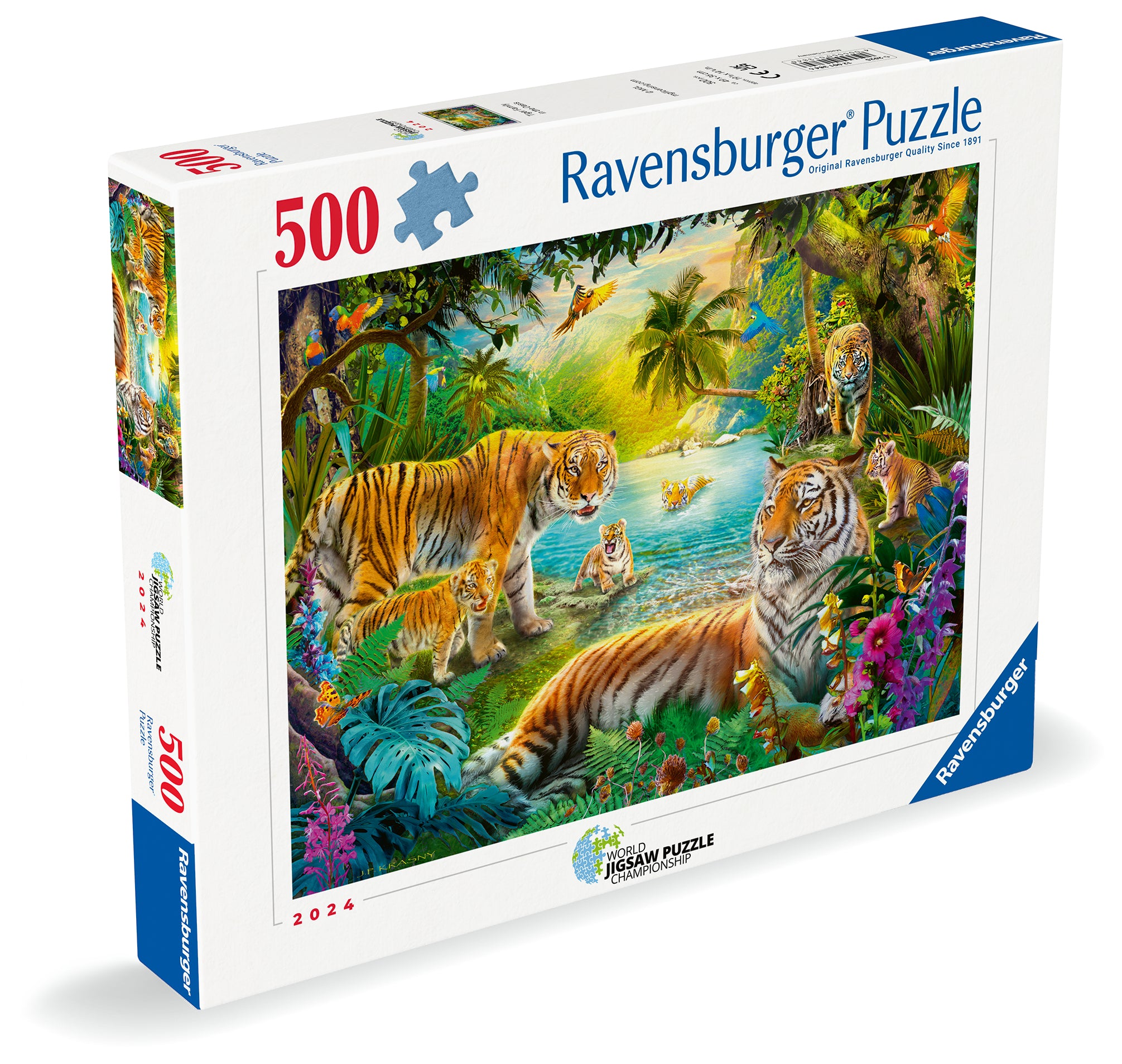 Tiger family in Oasis – 500 Piece Jigsaw Puzzle (Ravensburger)