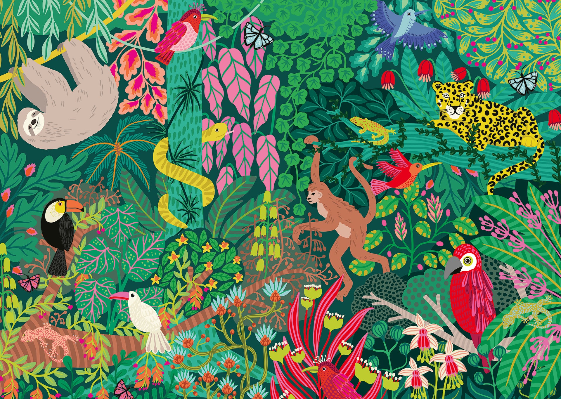 Asian Rainforest Wildlife - Puzzle 1000 Pezzi – Fauna Selvatica Della Foresta Pluviale Asiatica