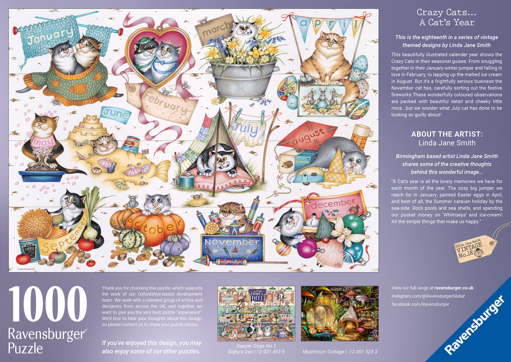 A Cat's Year by Crazy Cats – 1000 Piece Jigsaw Puzzle (Ravensburger)