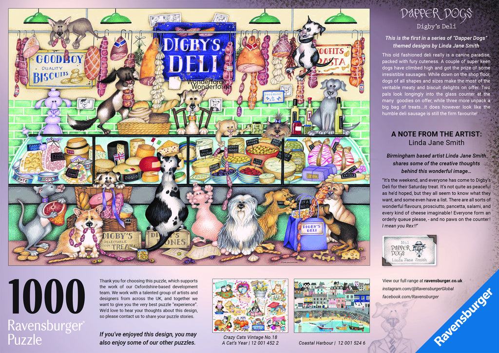 Dapper Dogs No.1. Digby’s Deli – 1000 Piece Jigsaw Puzzle (Ravensburger)