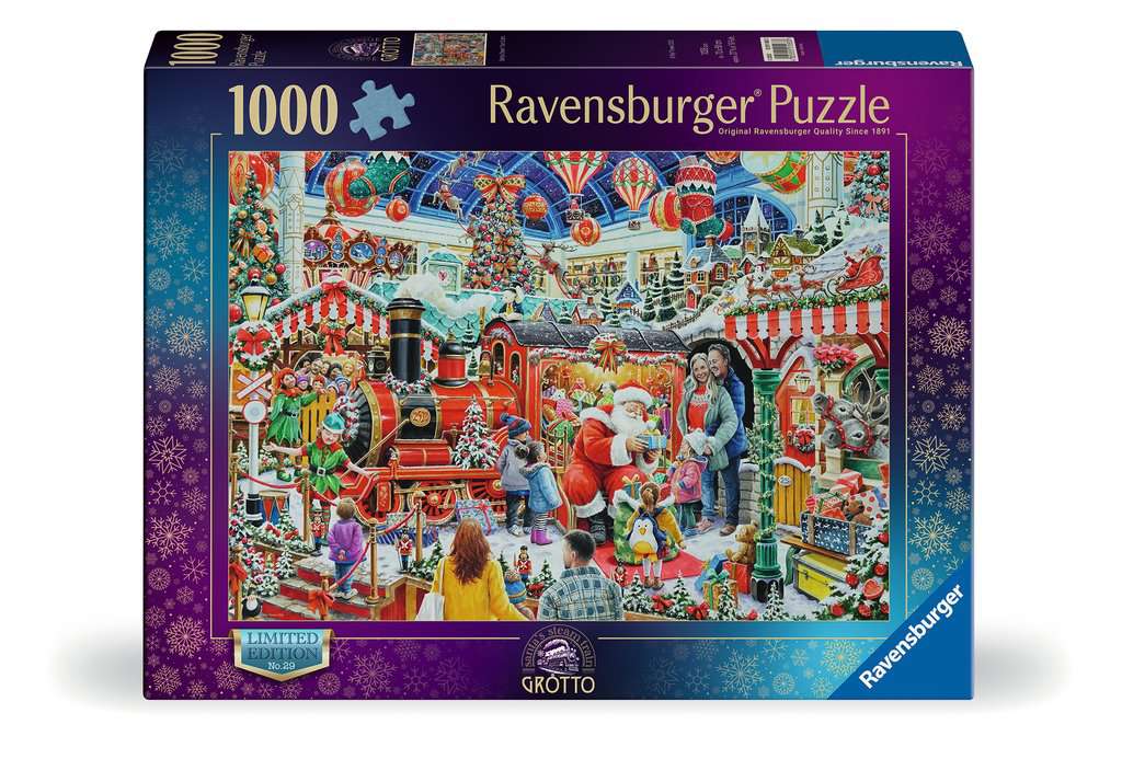 ** Damaged** Christmas No29: Santa's Steam Train Grotto – 1000 Piece Jigsaw Puzzle (Ravensburger)