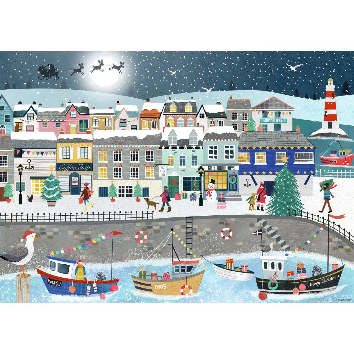 ** Pre-Order ** Coastal Christmas by Georgia Breeze - 1000 Piece Jigsaw Puzzle (Ravensburger)