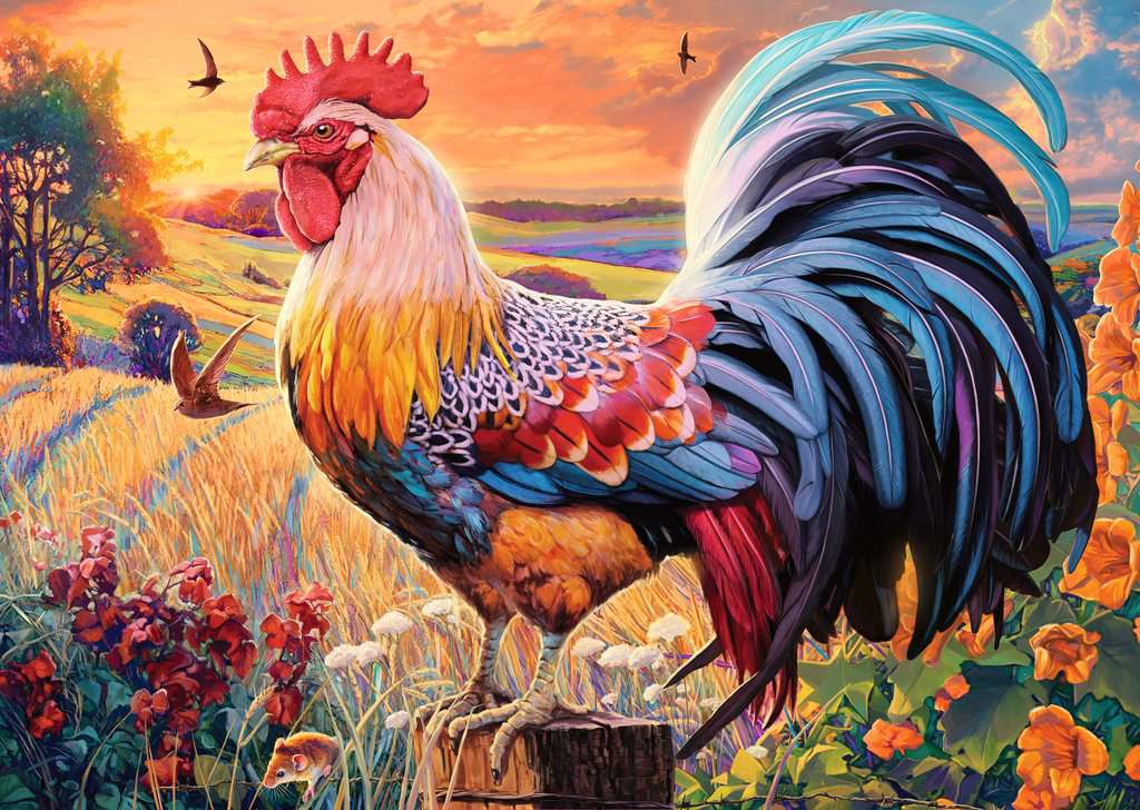 Artwork: Cock-A-Doodle-Doo – 300 XL Piece Jigsaw Puzzle (Ravensburger)