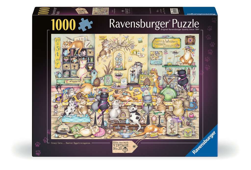 ** Pre-Order ** Crazy Cats Easter Eggstravaganza by Linda Jane Smith - 1000 Piece Jigsaw Puzzle (Ravensburger)