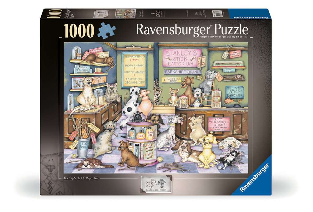 ** Pre-Order ** Dapper Dogs No 2: Stanley’s Stick Emporium by Linda Jane Smith - 1000 Piece Jigsaw Puzzle (Ravensburger)