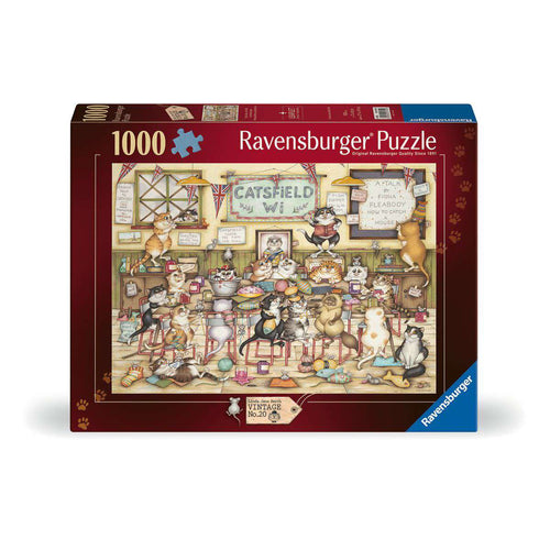 ** Pre-Order ** Crazy Cats – Catsfield WI by Linda Jane Smith - 1000 Piece Jigsaw Puzzle (Ravensburger) - Completed Puzzle
