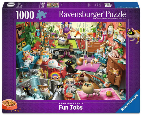 The Cat Groomer by Dean Macadam - 1000 Piece Jigsaw Puzzle (Ravensburger) - Completed Puzzle