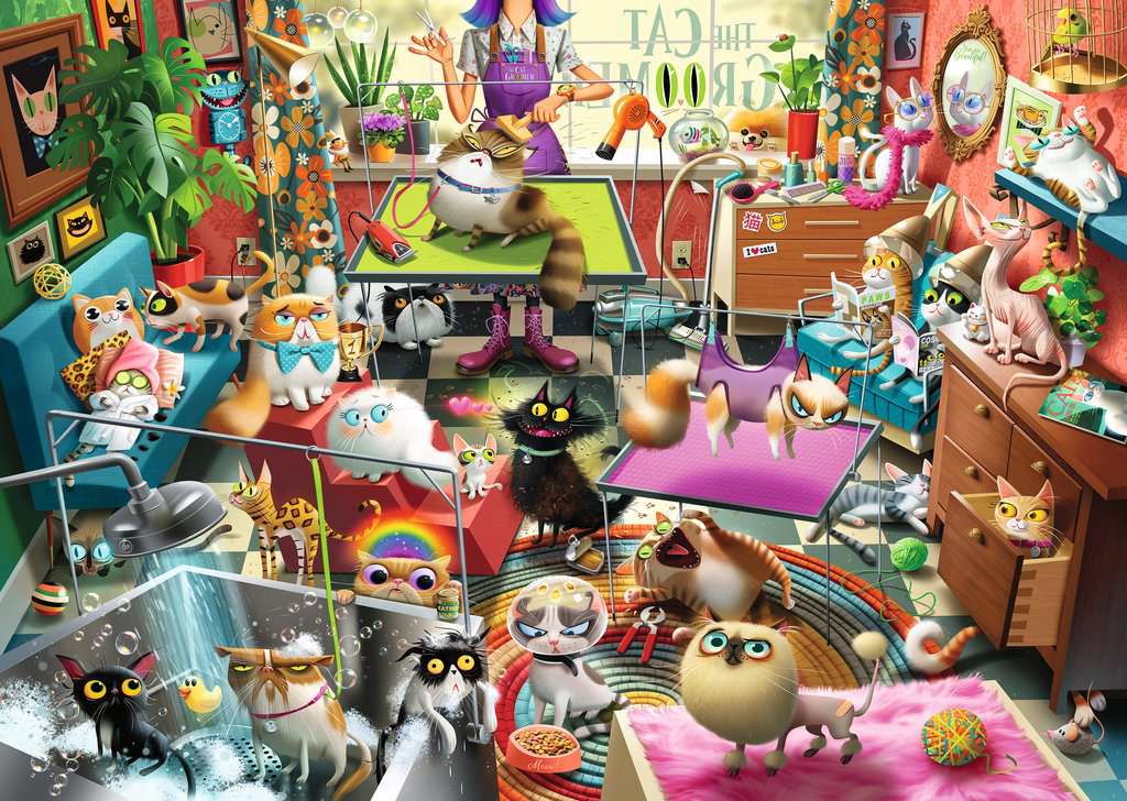 The Cat Groomer by Dean Macadam - 1000 Piece Jigsaw Puzzle