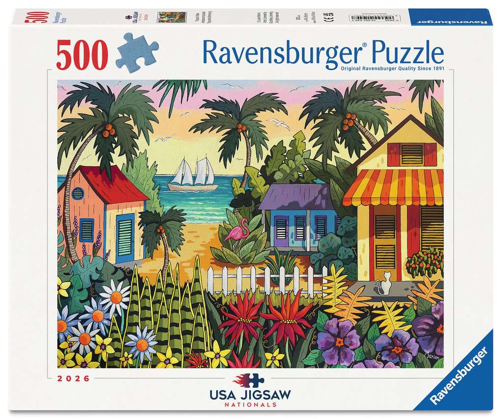 Box, straight on: Tropical Vibes – 500 Piece Jigsaw Puzzle (Ravensburger)